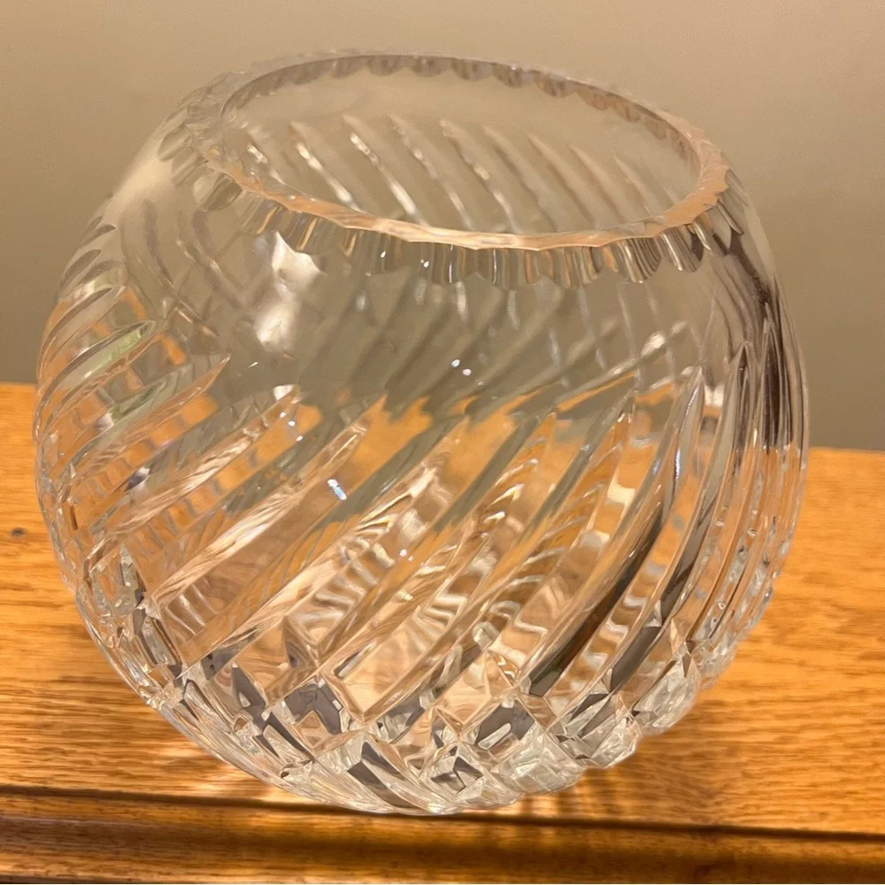Vintage Mikasa  Leaded Crystal Cut  Large Circular Sphere Vase